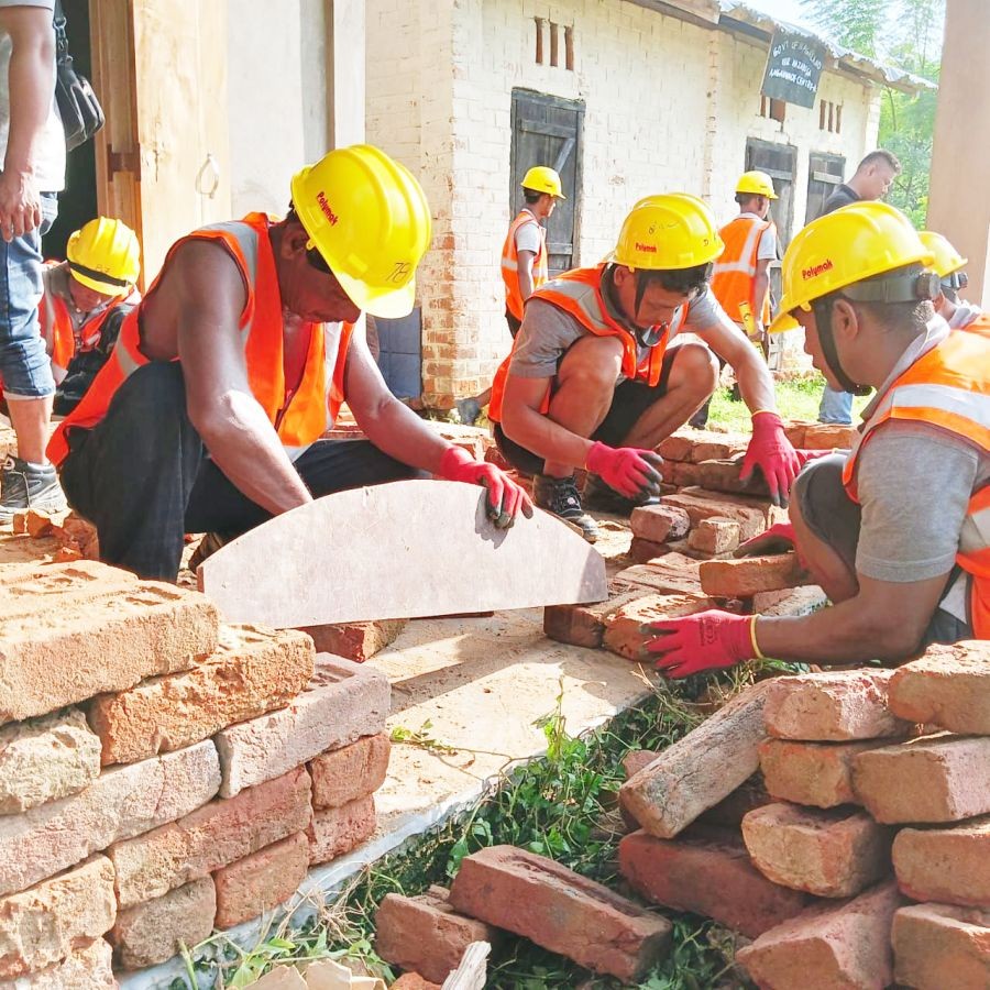 Skill proficiency test module training for trainers on brick masonry organized by the NBOCWWB with Zynorique Initiatives as service provider recently at Hazadisa village under Dhansiripar sub-division recently. (Morung Photo)